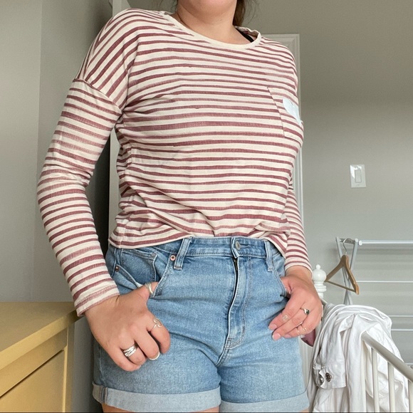 Striped Long Sleeved Crewneck with White Heart - Picture 6 of 6